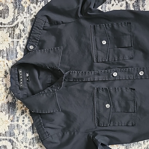 Theory Navy Blue Poplin Button Shirt - Picture 2 of 12